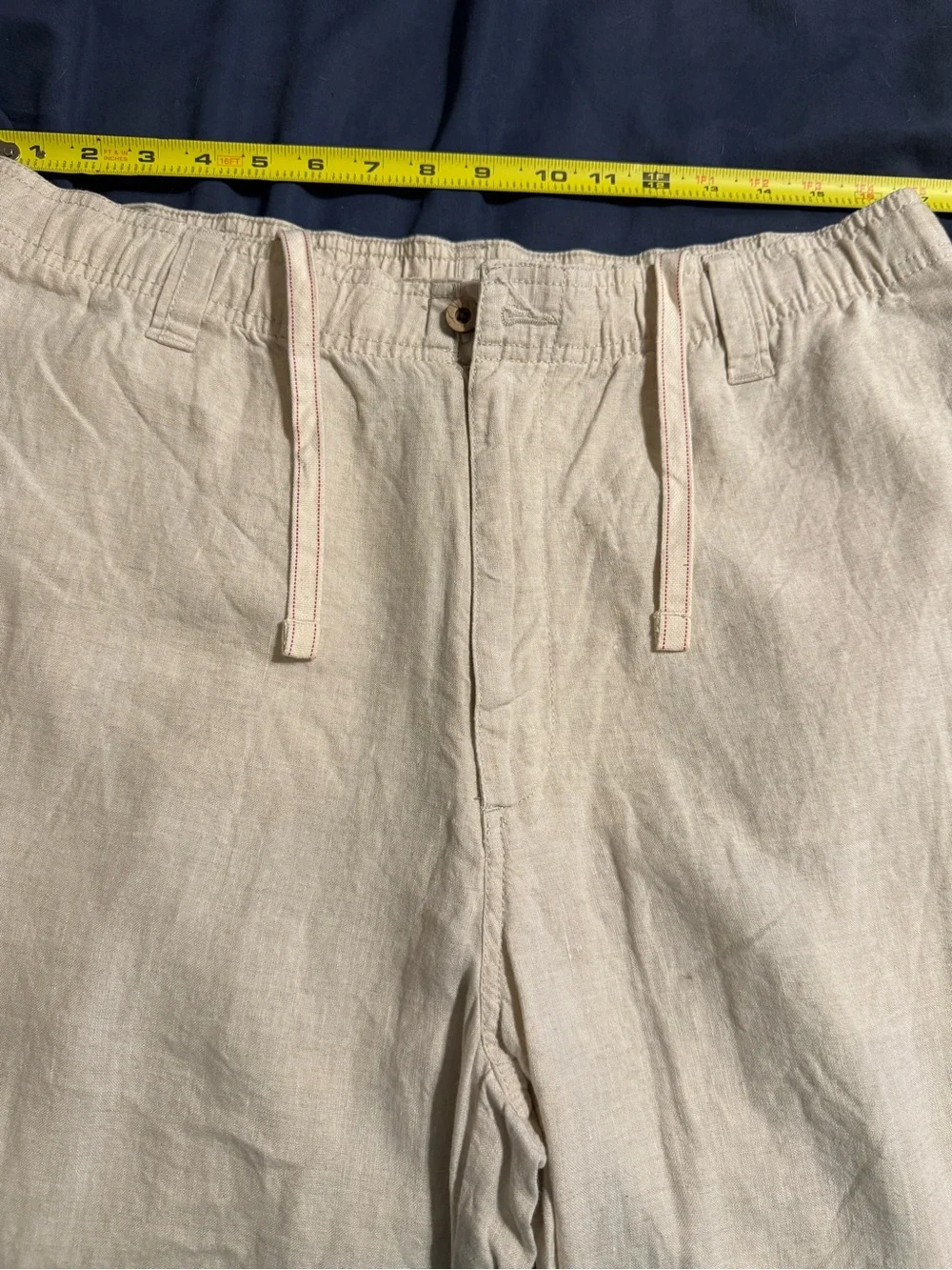 Men's Caribbean 100% Linen Casual Coastal Beach Resort EUC Pants in Light Beige